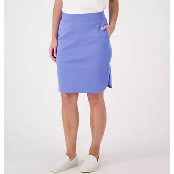 Isaac Mizrahi Live Essentials Pima Cotton Pull On Skirt Size 5X Blue A599542 - Picture 1 of 3
